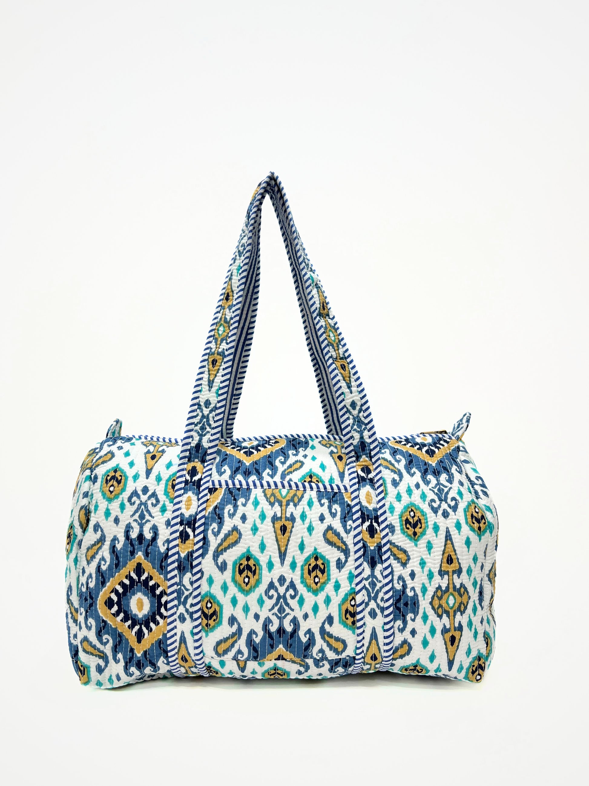 Borsa Stampata In Cotone Bianco, Printed Cotton Duffle Bag White