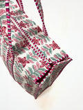 Borsa Tote Stampata Cotone Bianco Magenta, Printed Cotton Tote Bag  White Magenta