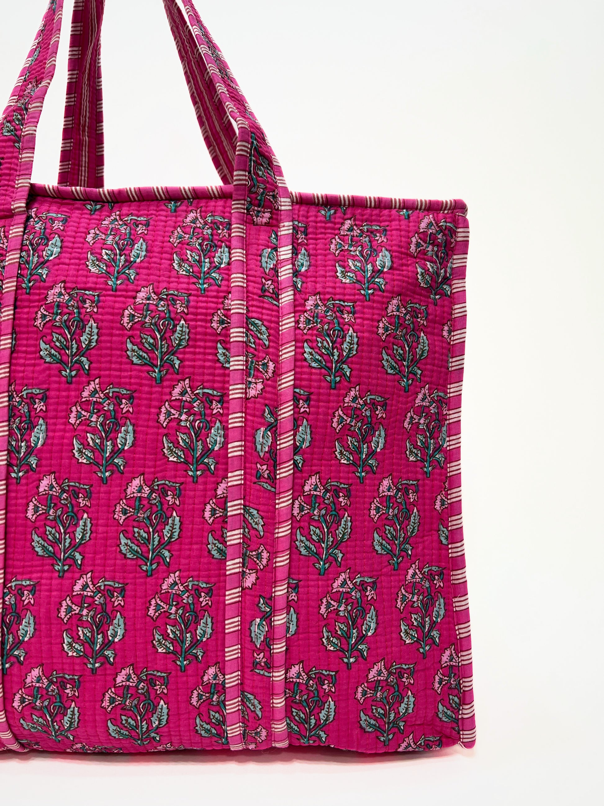 Borsa Tote Stampata Cotone Magenta, Printed Cotton Tote Bag Magenta