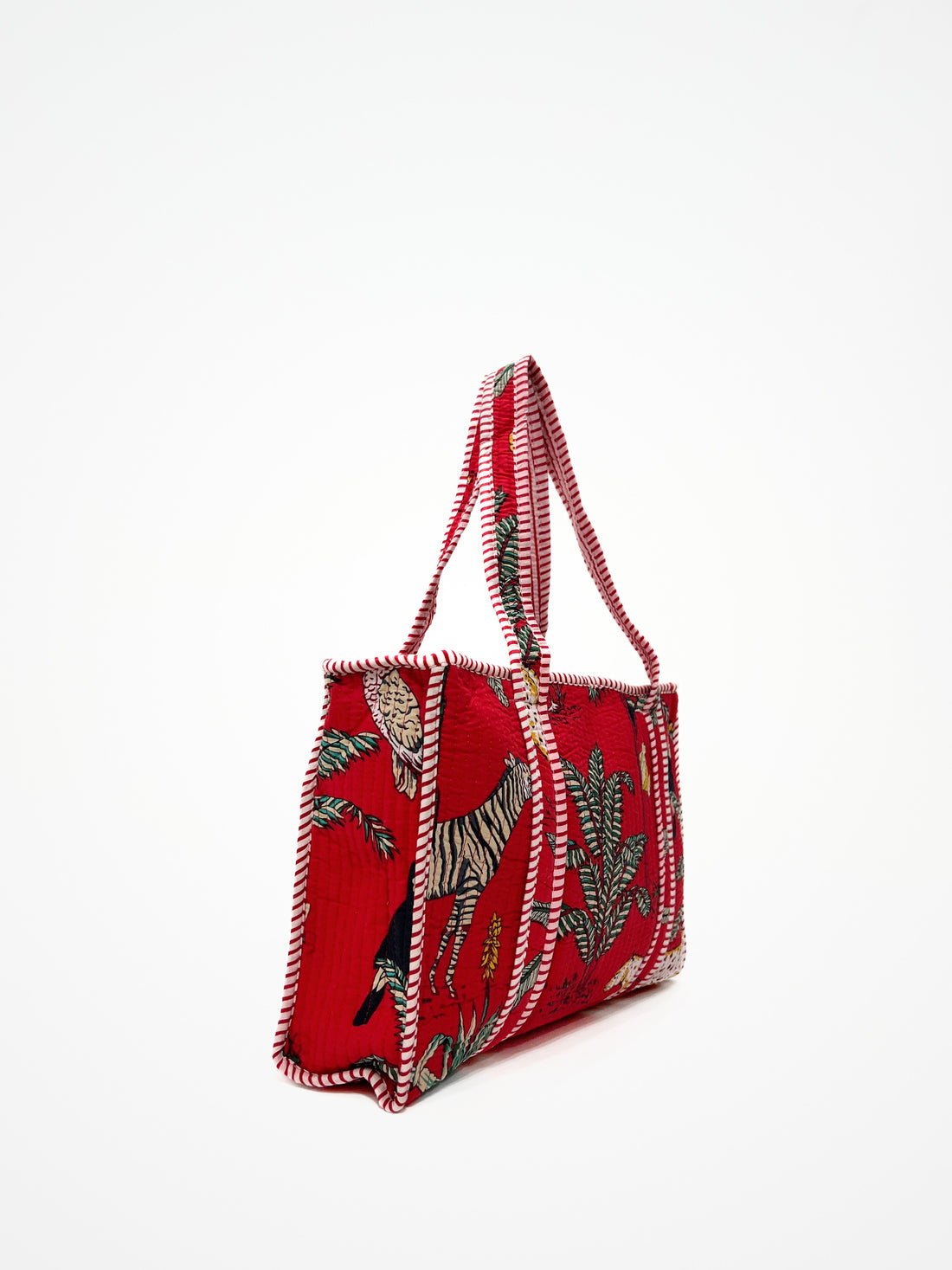 Borsa Tote Stampata Cotone Rosso, Printed Cotton Tote Bag Red