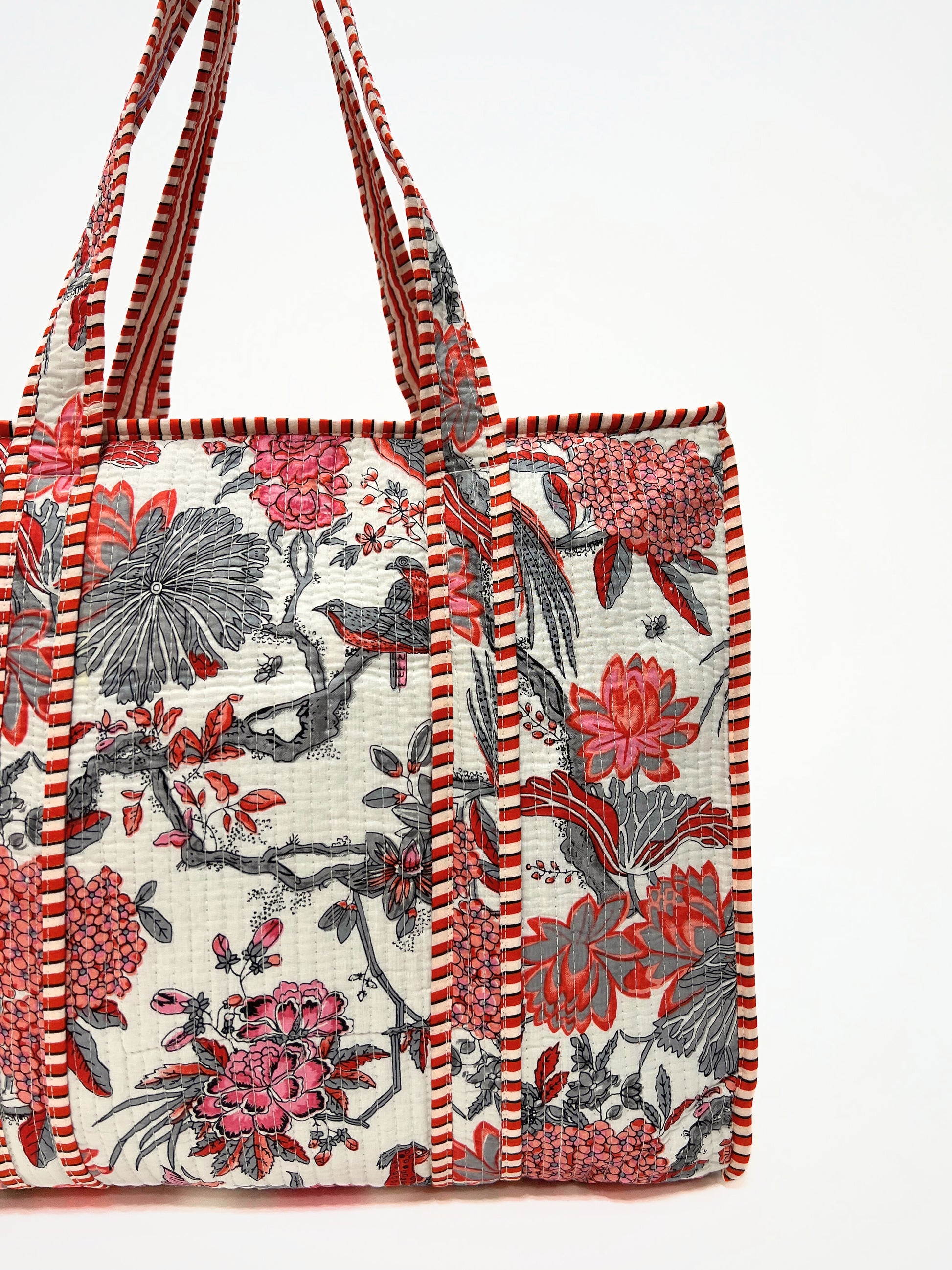 Borsa Tote Stampata Cotone Rosso, Printed Cotton Tote Bag Red