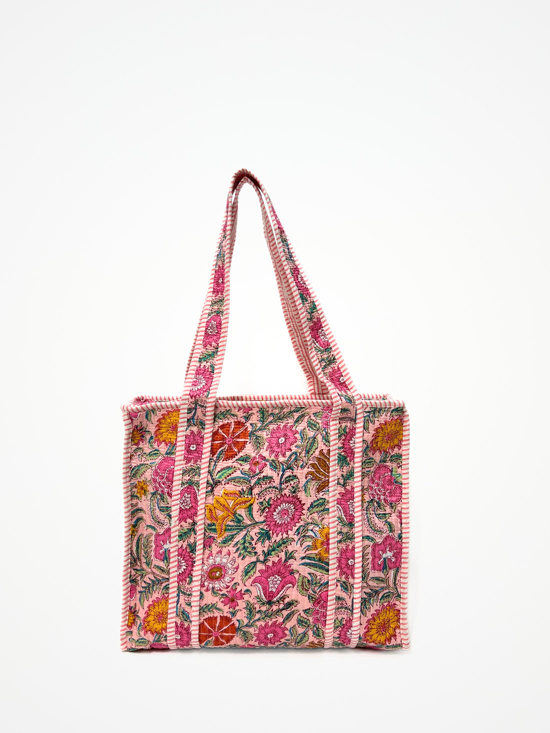 Borsa Tote Stampata Cotone Rosa, Printed Cotton Tote Bag Pink