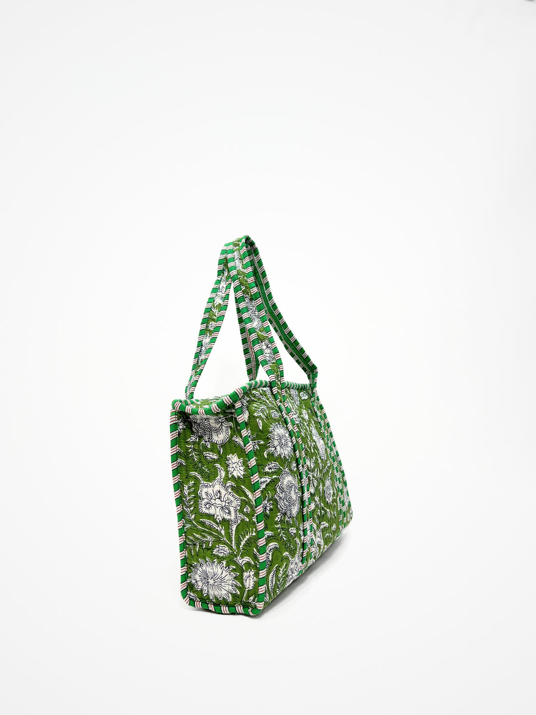 Borsa Tote Stampata Cotone Verde, Printed Cotton Tote Bag Green