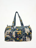 Borsa Stampata In Cotone Blu, Printed Cotton Duffle Bag Blue