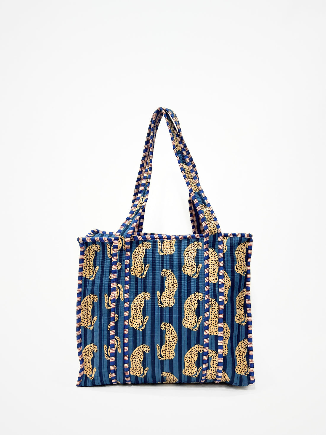 Borsa Tote Stampata Cotone Blu, Printed Cotton Tote Bag  Blue