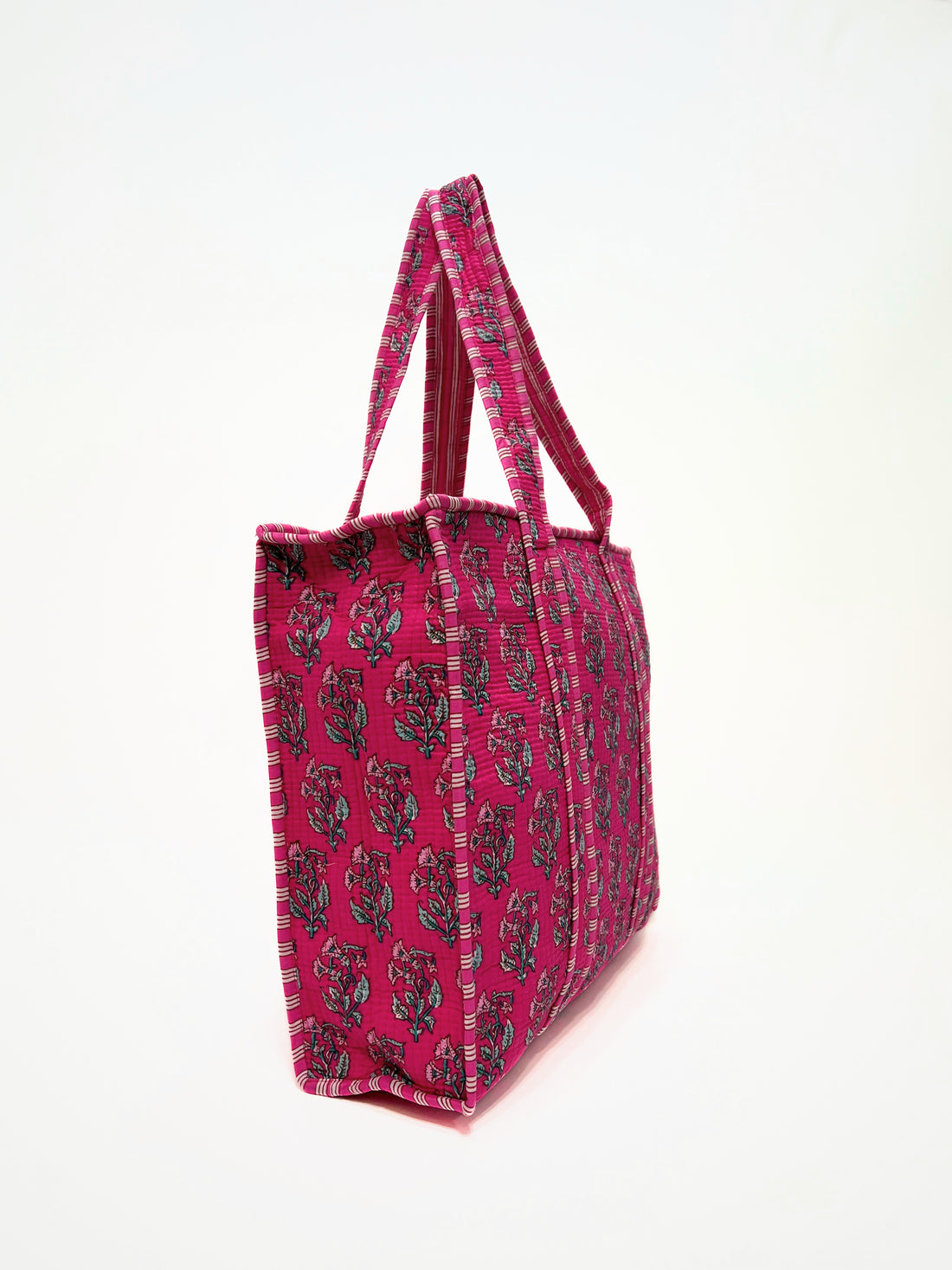 Borsa Tote Stampata Cotone Magenta, Printed Cotton Tote Bag Magenta