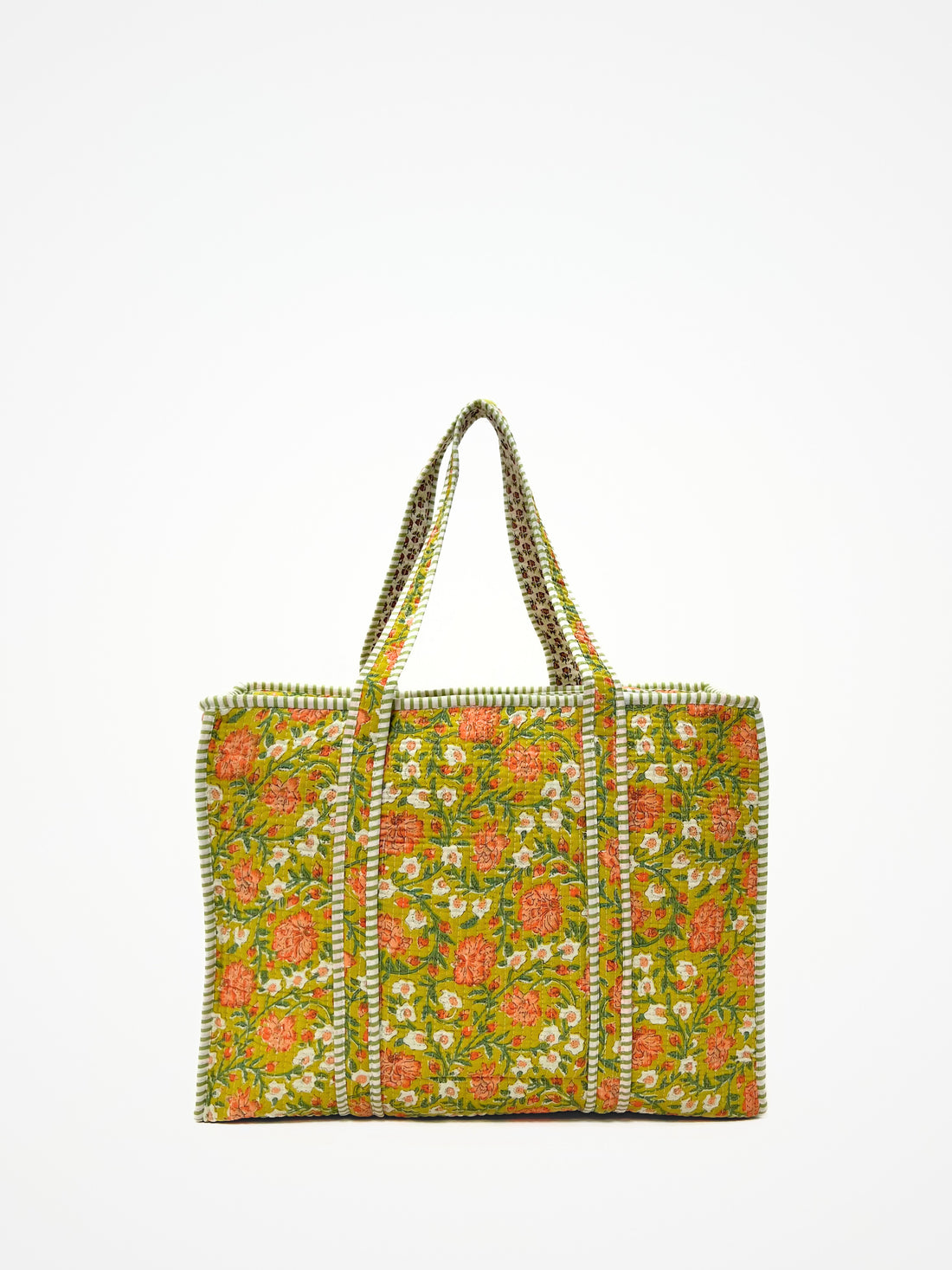 Borsa Tote Stampata Cotone Lime, Printed Cotton Tote Bag Lime