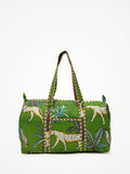 Borsa Stampata In Cotone Verde, Printed Cotton Duffle Bag Green