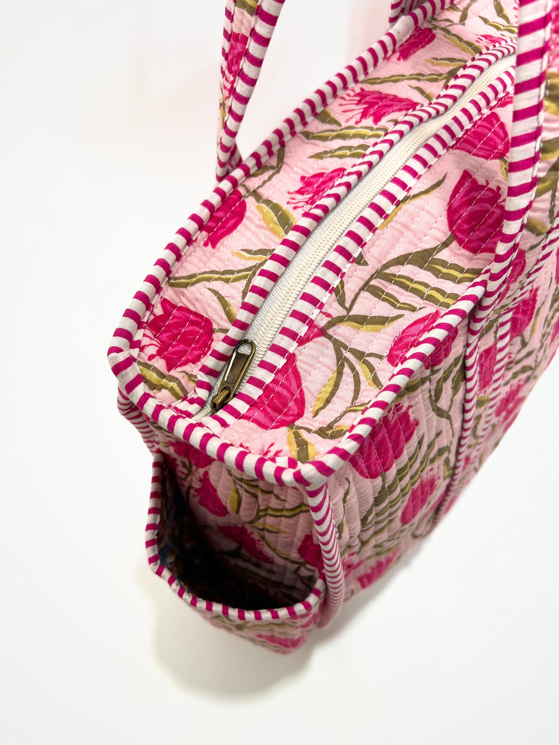 Borsa Tote Stampata Cotone Rosa, Printed Cotton Tote Bag Pink