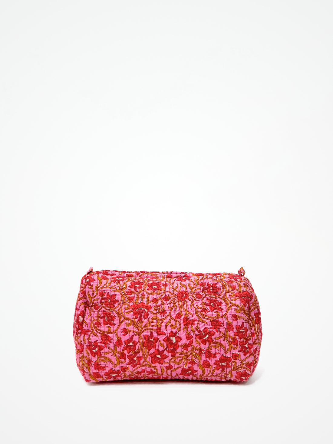 Beauty Case In Cotone Stampato Rosa, Printed Cotton Pink Beauty Case 
