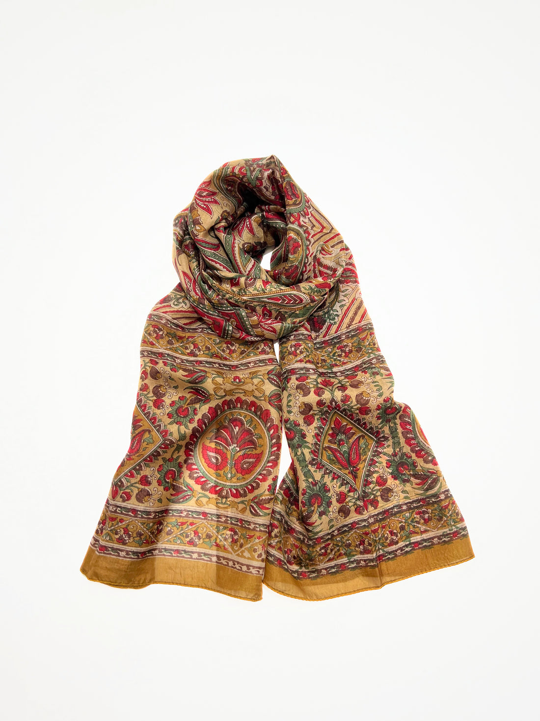 Stola Stampa Paisley In Pura Seta Biscotto, Paisley-Print Silk Stole Biscuit