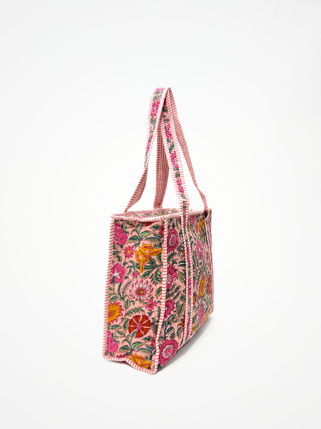 Borsa Tote Stampata Cotone Rosa, Printed Cotton Tote Bag Pink