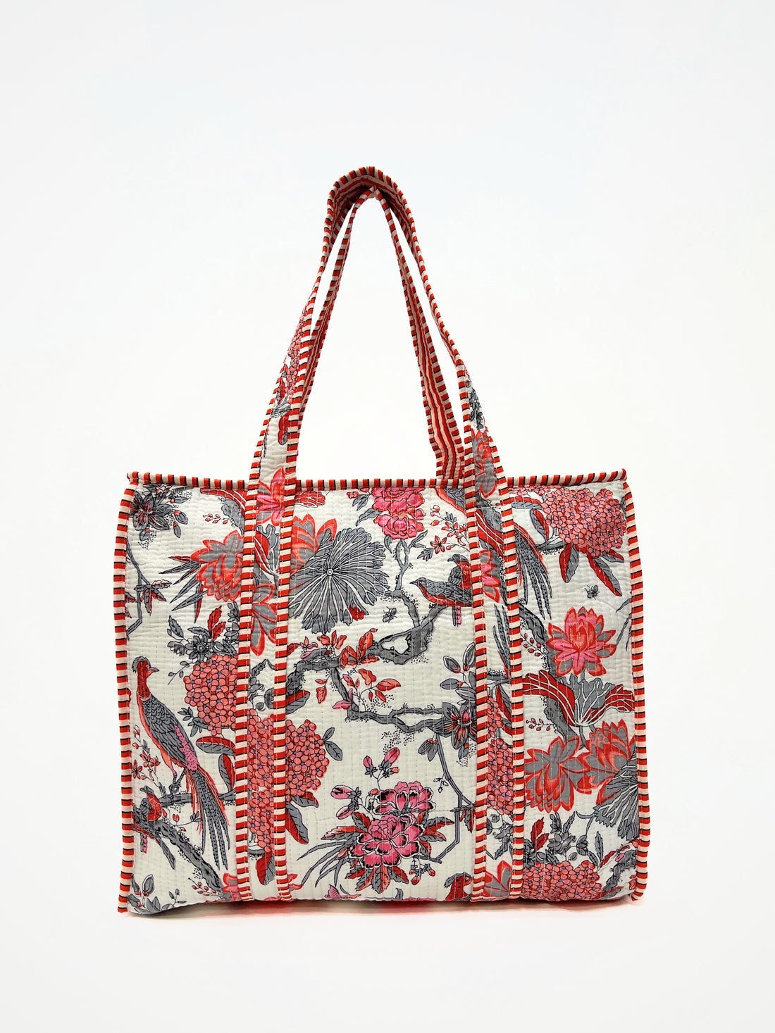 Borsa Tote Stampata Cotone Rosso, Printed Cotton Tote Bag Red