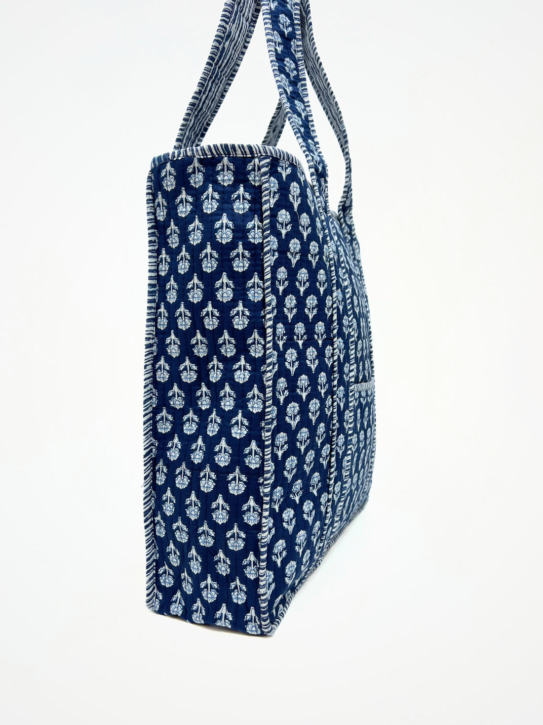 Borsa Tote Stampata Cotone Blu, Printed Cotton Tote Bag  Blue