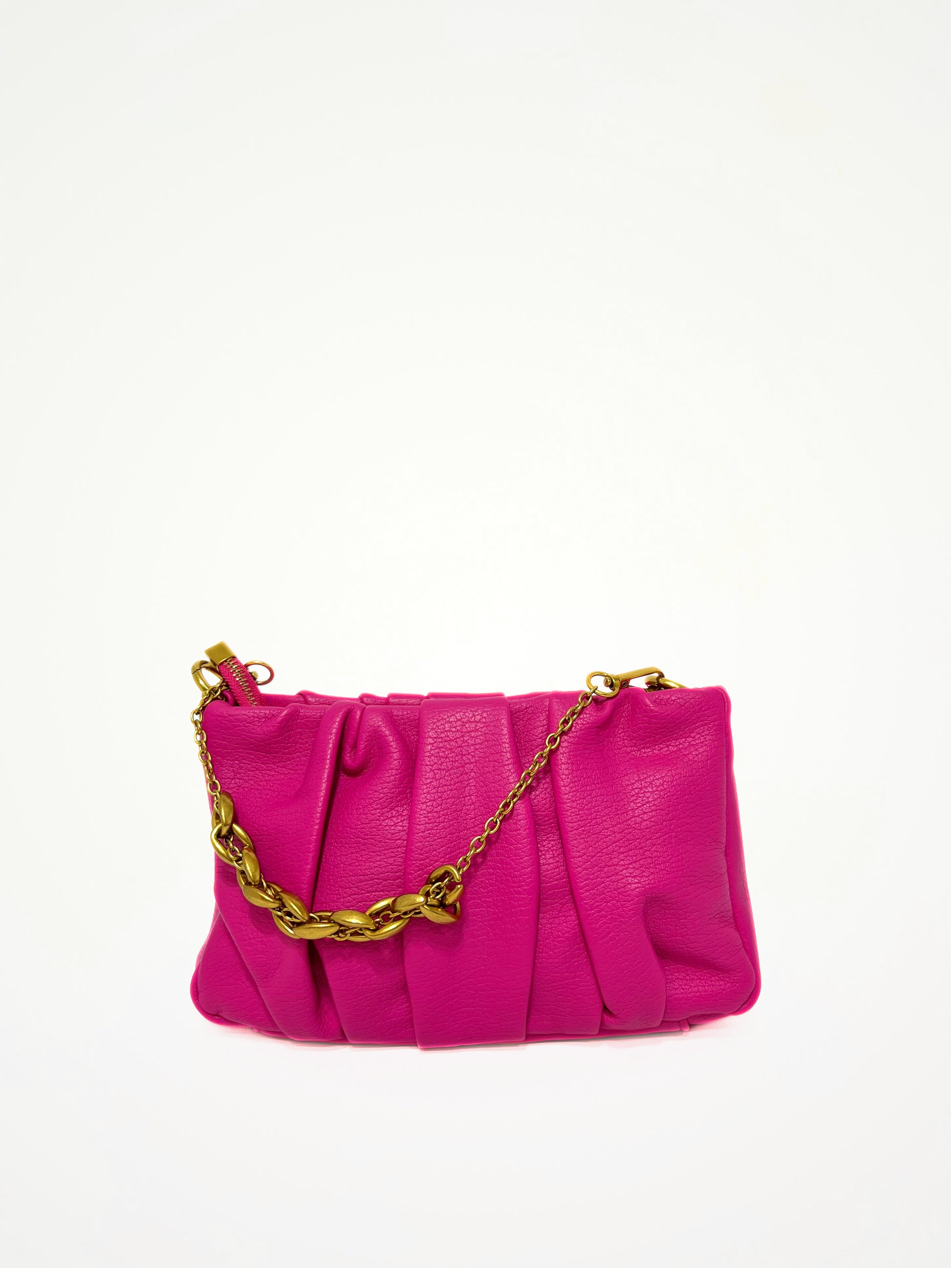 Borsa arricciata, fuchsia