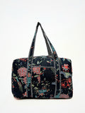 Borsa Stampata In Cotone Nero, Printed Cotton Duffle Bag Black