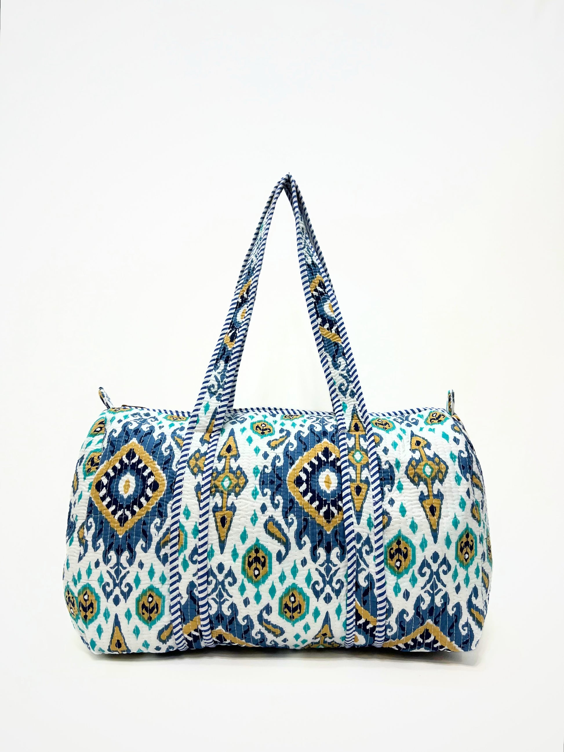 Borsa Stampata In Cotone Bianco, Printed Cotton Duffle Bag White