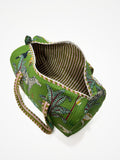 Borsa Stampata In Cotone Verde, Printed Cotton Duffle Bag Green