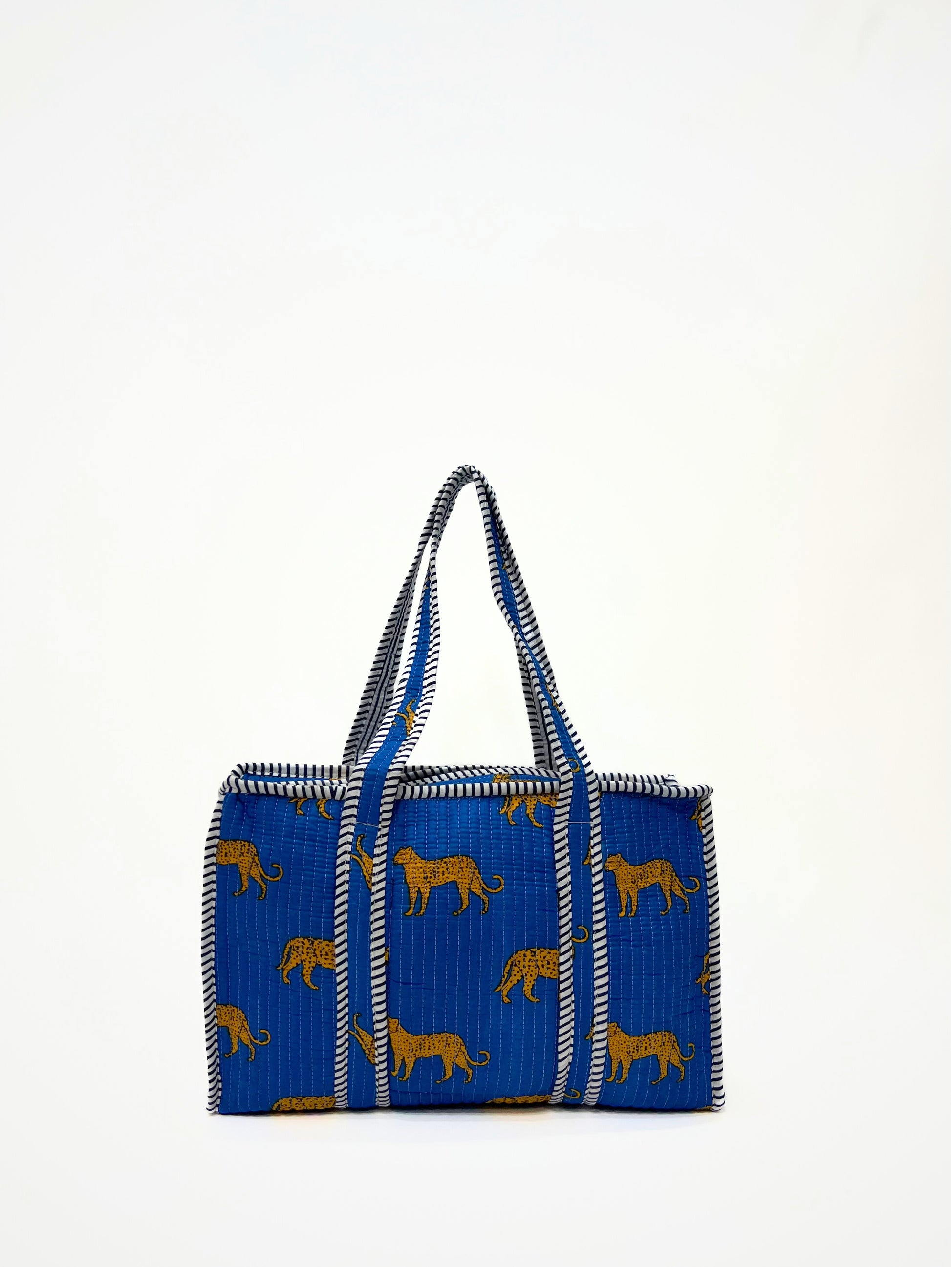 Borsa Tote Stampata Cotone Blu, Printed Cotton Tote Bag Blue