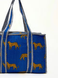 Borsa Tote Stampata Cotone Blu, Printed Cotton Tote Bag Blue