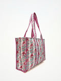 Borsa Tote Stampata Cotone Bianco Magenta, Printed Cotton Tote Bag  White Magenta